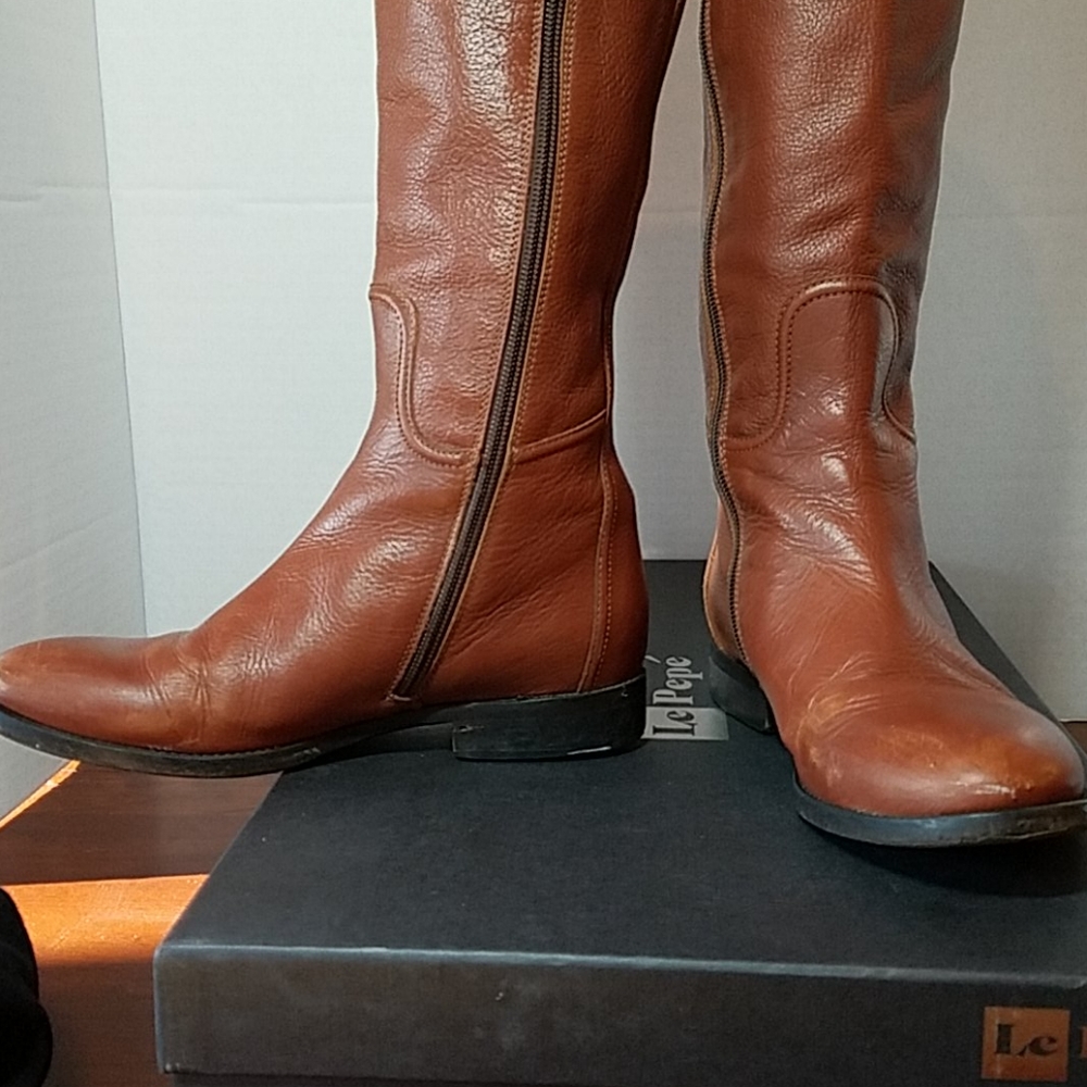 Le Pepe Buckle Top Tall Leather Boots - Picture 10 of 12